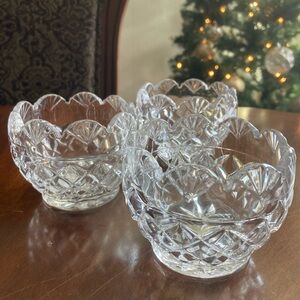 Set of 3 Godinger Shannon lead crystal bowls/ votive cups.